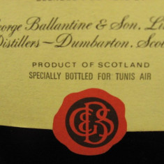 RARITATE whisky, ballantines, SPECIALL BOTTLED FOUR TUNIS AIR cl 75