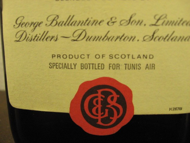 RARITATE whisky, ballantines, SPECIALL BOTTLED FOUR TUNIS AIR cl 75