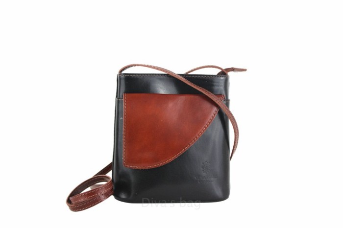 Geanta de dama din piele naturala Diva Dotty cod. TR964-black+brown foto mare Geanta de dama din piele naturala Diva Dotty cod. TR964-black+brown foto mare