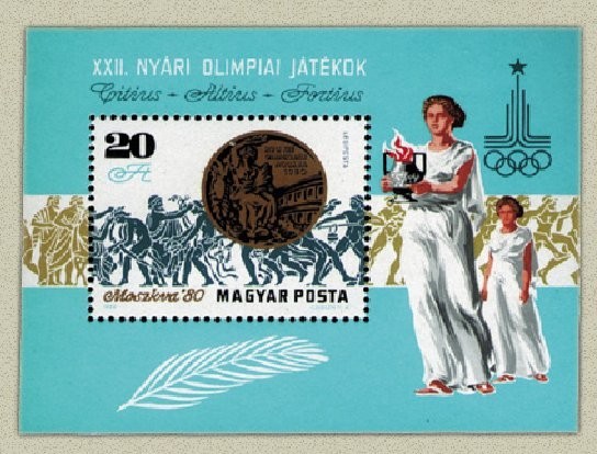 Ungaria 1980 - JO Moscova medalii, colita neuzata foto mare Ungaria 1980 - JO Moscova medalii, colita neuzata foto mare