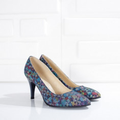 Pantofi dama Piele Foliero albastru mozaic foto
