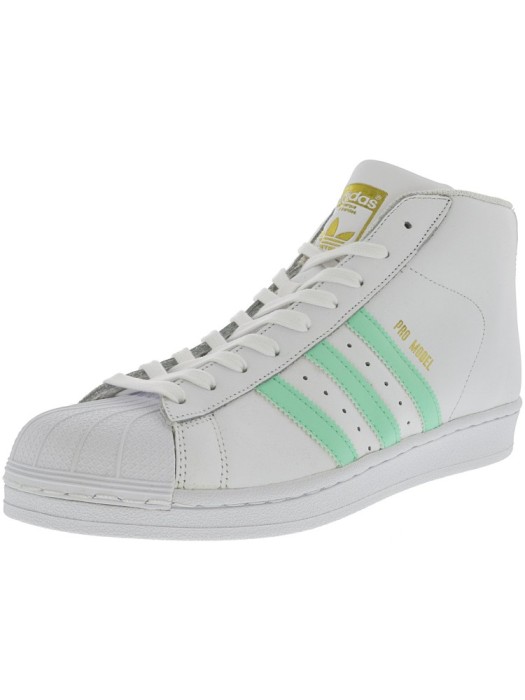 Adidas barbati Pro Model Footwear White / Easy Green Gold Metallic Mid-Top Leather Fashion Sneaker Adidas barbati Pro Model Footwear White / Easy Green Gold Metallic Mid-Top Leather Fashion Sneaker