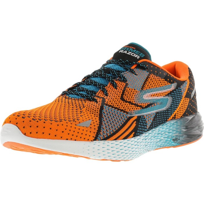 Skechers barbati Go Meb Razor Orange / Blue Ankle-High Fabric Running Shoe foto mare Skechers barbati Go Meb Razor Orange / Blue Ankle-High Fabric Running Shoe foto mare