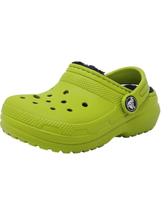 Crocs Classic Lined Clog Volt Green / Navy Rubber Slipper foto mare Crocs Classic Lined Clog Volt Green / Navy Rubber Slipper foto mare