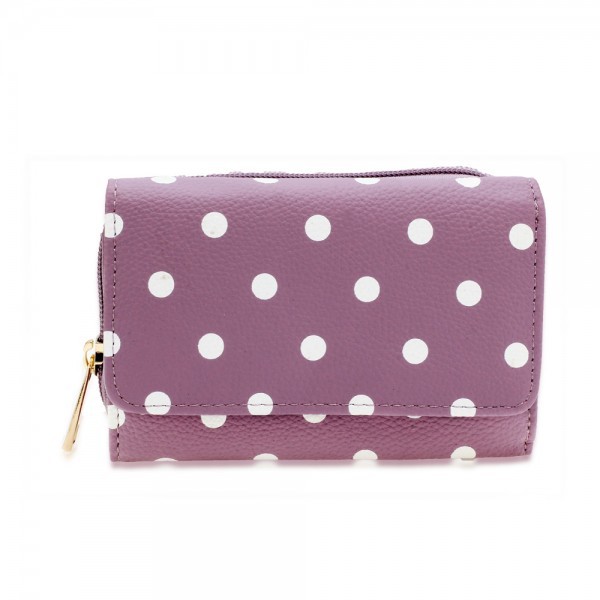 AGP1045B - Purple Polka Dot Design Purse/Wallet foto mare AGP1045B - Purple Polka Dot Design Purse/Wallet foto mare