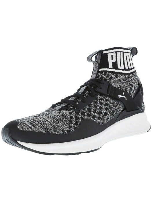 Puma barbati Ignite Black / Grey White Ankle-High Running Shoe foto mare Puma barbati Ignite Black / Grey White Ankle-High Running Shoe foto mare
