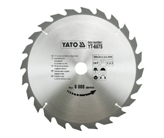 Disc fierastrau wolfram pentru lemn 300 mm x 24T YATO foto mare Disc fierastrau wolfram pentru lemn 300 mm x 24T YATO foto mare