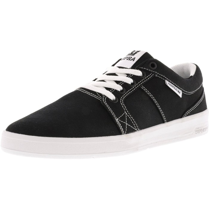 Supra barbati Ineto Black Canvas / White Stitching Ankle-High Fashion Sneaker Supra barbati Ineto Black Canvas / White Stitching Ankle-High Fashion Sneaker