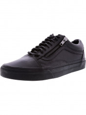 Vans Old Skool Zip Gunmetal All Over Black Ankle-High Leather Skateboarding Shoe foto