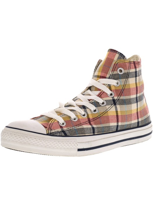 Converse Chuck Taylor Plaid Hi Blue / Yellow High-Top Canvas Fashion Sneaker foto mare Converse Chuck Taylor Plaid Hi Blue / Yellow High-Top Canvas Fashion Sneaker foto mare