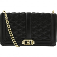 Geanta Rebecca Minkoff Dama Love Quilted Leather Crossbody Shoulder Bag - Negru foto