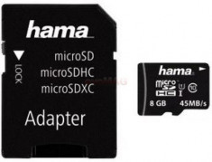 Card de memorie Hama micro SDHC 8GB, Clasa 10, UHS-I + Adaptor foto