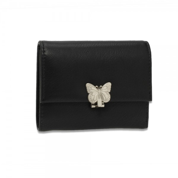 AGP1103 - Black Flap Metal Butterfly Design Purse / Wallet foto mare AGP1103 - Black Flap Metal Butterfly Design Purse / Wallet foto mare