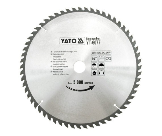 Disc fierastrau wolfram pentru lemn 300 mm x 60T YATO foto mare Disc fierastrau wolfram pentru lemn 300 mm x 60T YATO foto mare