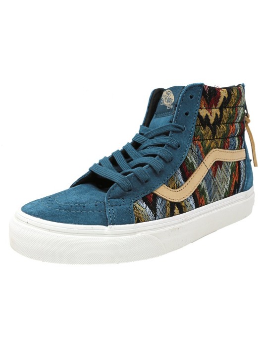 Vans Sk8-Hi Zip Ca Italian Weave And Pig Suede Atlantic Deep High-Top Canvas Skateboarding Shoe Vans Sk8-Hi Zip Ca Italian Weave And Pig Suede Atlantic Deep High-Top Canvas Skateboarding Shoe