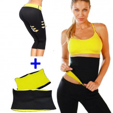 Set Fitness Pantaloni + Centura Hot Shapers din Neopren pentru Slabit si Modelare Corporala, Marimea XXL foto