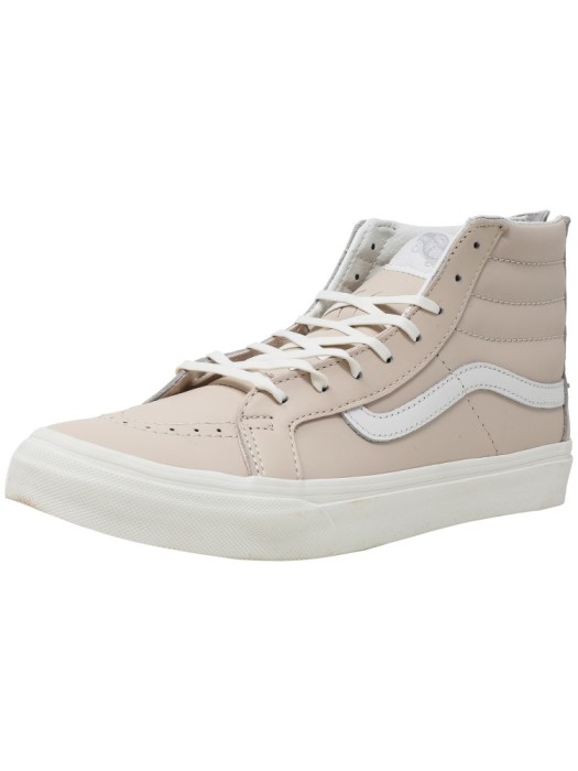 Vans Sk8-Hi Slim Zip Leather Whispering Pink / Blanc De High-Top Skateboarding Shoe foto mare Vans Sk8-Hi Slim Zip Leather Whispering Pink / Blanc De High-Top Skateboarding Shoe foto mare