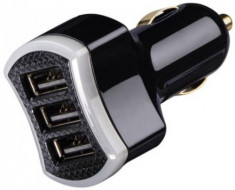 Incarcator Auto Hama Triple Power 14153, 3x USB, 7.2A, Universal (Negru) foto