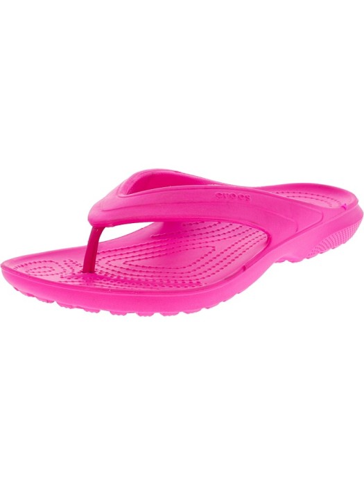 Crocs Classic Flip Neon Magenta Low Top Rubber Sandal foto mare Crocs Classic Flip Neon Magenta Low Top Rubber Sandal foto mare