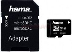 Card de memorie Hama microSDHC, 16GB, Clasa 10, pana la 80 MB/s, UHS-I + Adaptor SD foto