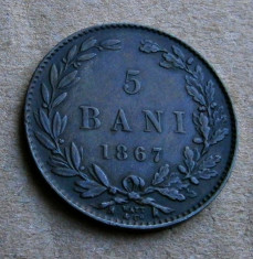 Romania - 5 Bani 1867 Watt - Frumoasa foto