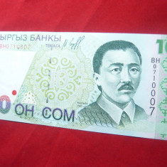 Bancnota 10 com Kirghistan 1997 verde ,cal.NC