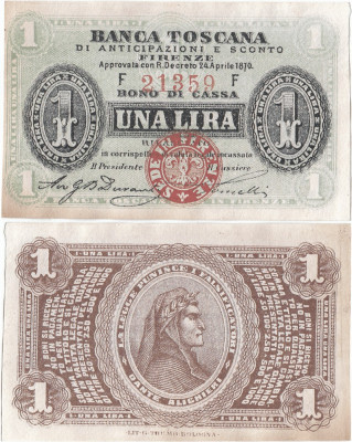 1870 (24 IV), 1 lira (P-G0387c) - Italia - stare aUNC! (CRC: 79%) foto