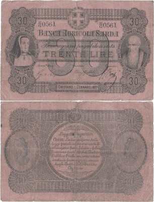 1877 (1 I), 30 lire (P-S921c.2) - Italia (Sicilia)! (CRC: 100%) foto