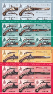 ARME DE FOC,PISTOALE,MINISHEET,2017,NEUZAT,MNH,ROMANIA. foto