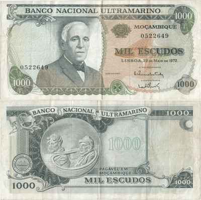 1972 (23 V), 1.000 escudos (P-115a.2) - Mozambic! (CRC: 38%) foto