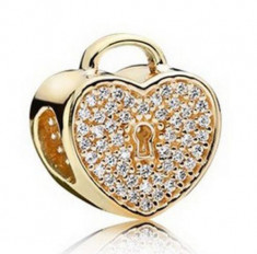 Charm pandantiv INIMA HEART talisman placat aur pentru Bratara PANDORA foto