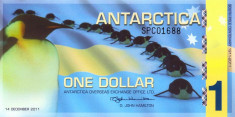 ANTARCTICA ? bancnota ? 1 Dollar ? 2011 RFS ? UNC ? necirculata ? polymer foto