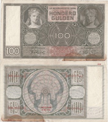 1941 (19 V), 100 gulden (P-51b.5) - Țările de Jos! foto