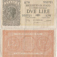 1944 (23 XI), 2 lire (P-30b) - Italia! (CRC: 38%)