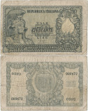 1951 (31 XII), 50 lire (P-91a) - Italia! (CRC: 29%)