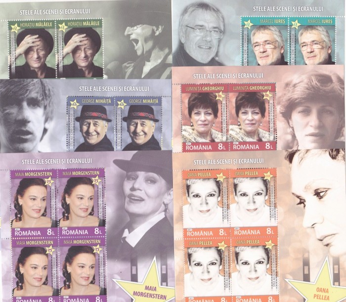 ACTORI CELEBRII,bloc de 4 serii,2017,NEUZAT,MNH,ROMANIA.
