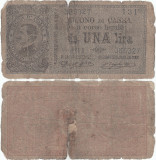 1914 (2 IX), 1 lira (P-36a) - Italia! (CRC: 58%) (prezinta reparatie)