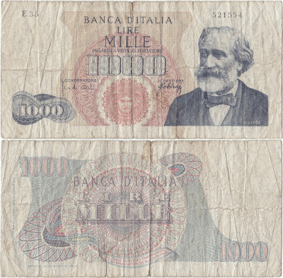 1965 (10 VIII), 1.000 lire (P-96d.1) - Italia! (CRC: 60%) foto