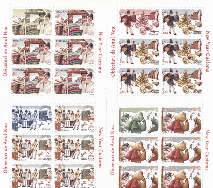 OBICEIURI DE ANUL NOU,MINISHEET,2016,NEUZAT,MNH,ROMANIA.