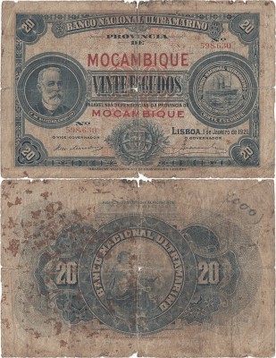 1921 (1 I), 20 escudos (P-70b) - Mozambic! (CRC: 96%) foto