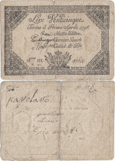 1796 (1 IV), 25 lire (P-S129) - Regatul Sardiniei! (CRC: 98%) foto