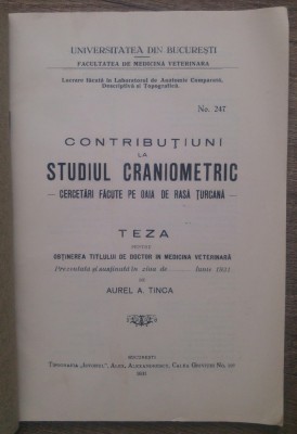 Contributiuni la studiul craniometric (cercetari facute pe oaia de rasa turcana) foto