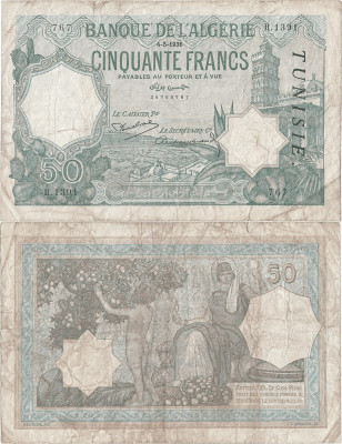 1936 (21 IV), 50 francs (P-9a.4) - Tunisia! (CRC: 97%) foto