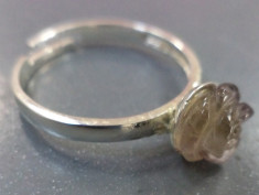 Inel argint 925 (marcaj) cu trandafir din ametist- nuanta spre cenusiu foto