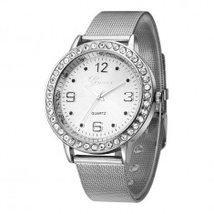 Ceas de dama Geneva Grid Silver Crystal foto