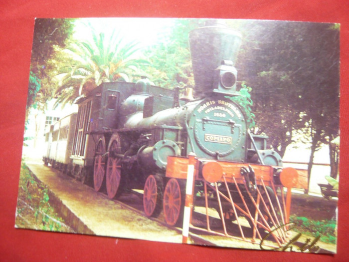 Ilustrata - Prima Locomotiva in Chile ,circ.Chile-Bucuresti 1981