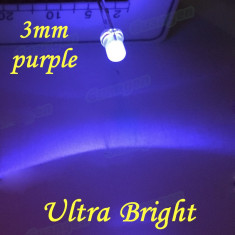 Led de 3mm transparent luminos ( culoare: MOV - PURPLE ) foto