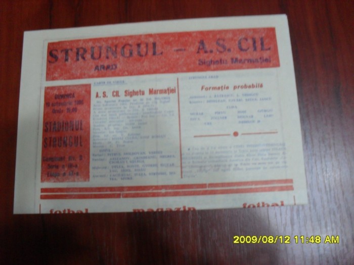 program Strungul Arad - CIL Sighet