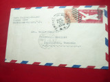 Plic circulat Posta Aeriana SUA la Caransebes , Farmacia Mueller 1948