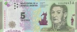 ARGENTINA █ bancnota █ 5 Pesos █ 2015 █ P-359 █ Seria A █ UNC █ necirculata